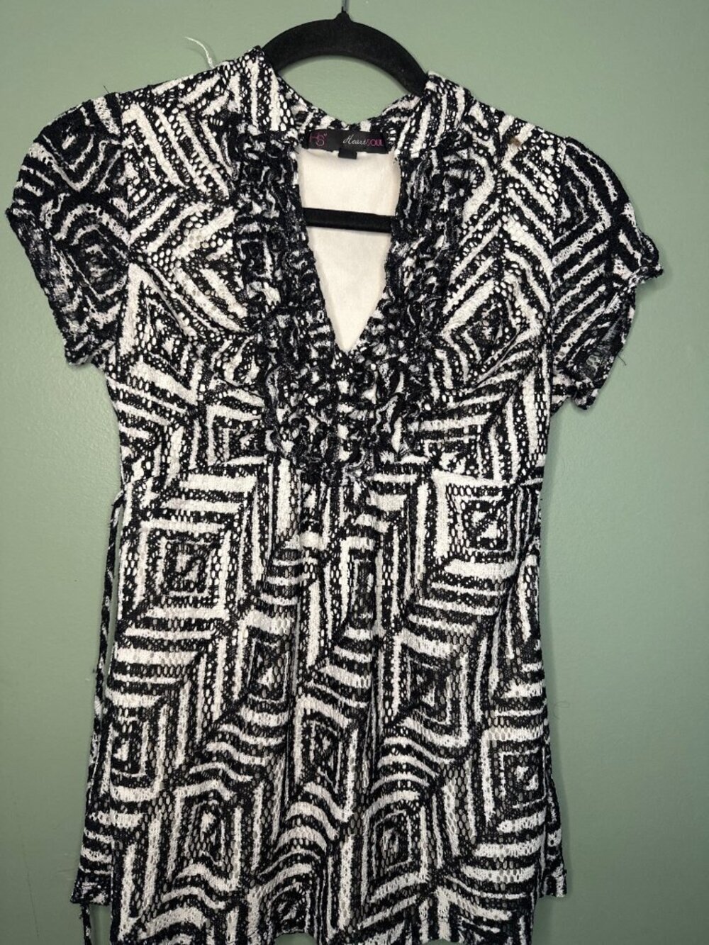 HeartSoul Y2K Crochet Top Lined Small Boho Knit Romantic Summer preppy academia